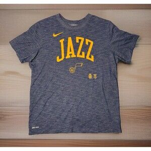Utah Jazz T-Shirt Nike Dri-FIT Basketball Logo NBA Navy Blue Mens Size Large